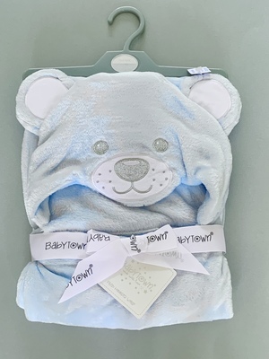 Soft Hooded Wrap Blanket - Blue Bear