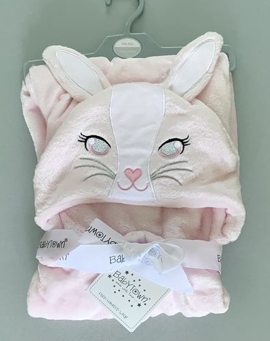 Soft Hooded Wrap Blanket - pink bunny