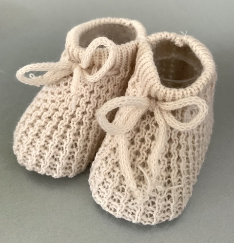 Newborn Knitted Booties - coffee