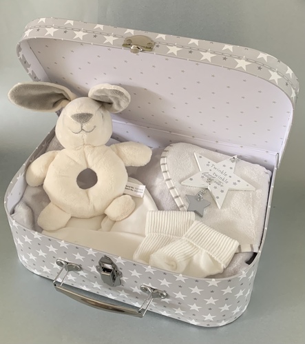 Grey & Cream Bunny Suitcase - Large