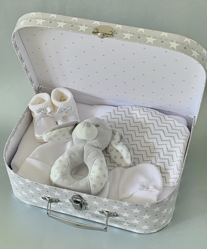 Grey & White Star Baby Suitcase - Large