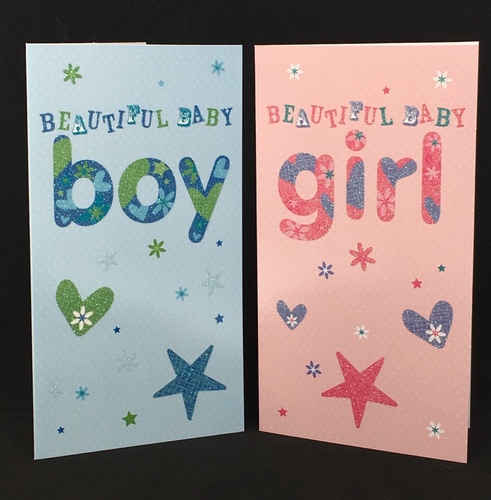Beautiful Baby Glitter Card W-005P/B