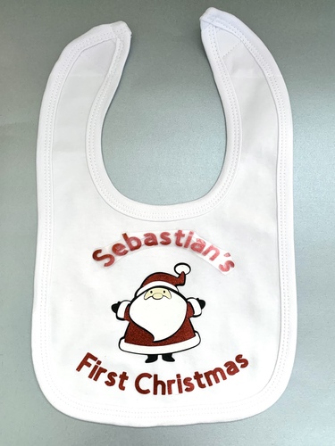 Personalised First Christmas Santa Bib