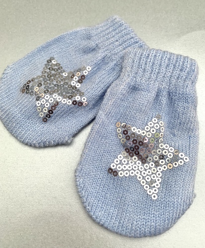 Winter Knitted Mittens - Blue