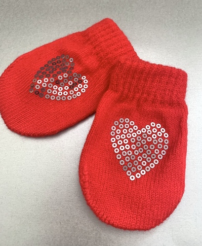 Winter Knitted Mittens - Red