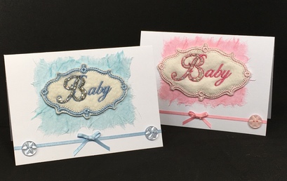 Embroidered Baby Card - landscape A6-03P/B