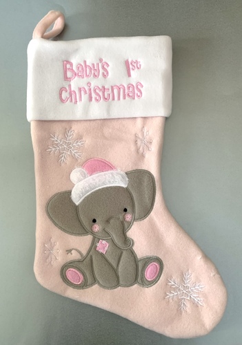 Luxury First Christmas Stocking - Pink Elephant