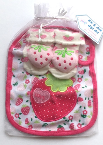 Strawberry Bib & Sock Gift Set