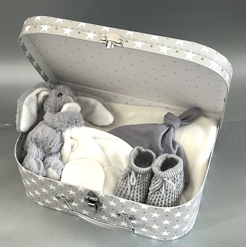 Grey Bunny Baby Suitcase - Design A - Large