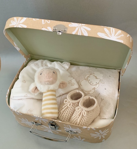 Beige Lamb Baby Suitcase - Large
