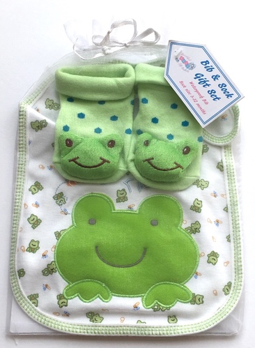 Frog Bib & Sock Gift Set