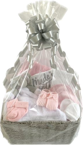 Pink/White Elephant Gift Basket