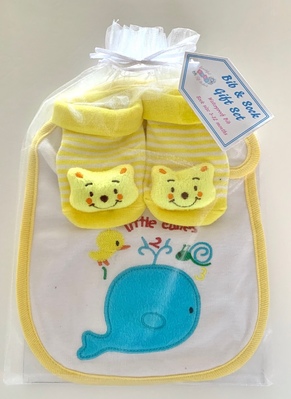 Little Cuties Whale  Bib & Sock Gift Set