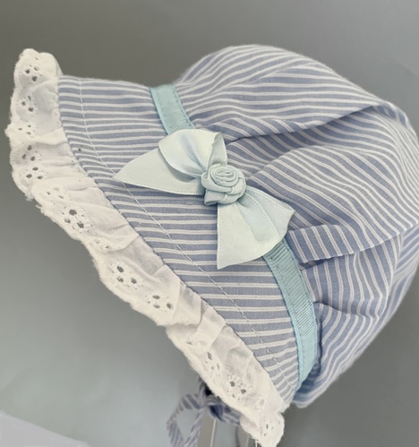 Pretty Baby Bonnet Summer Hat - Blue 0-6 months