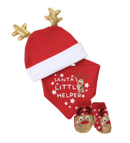 Reindeer Hat, Bib & Sock Gift Set