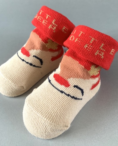 Baby’s First Christmas Pale Reindeer Socks