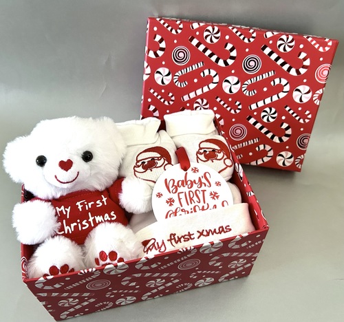 Christmas Bear Gift Box - White Santa