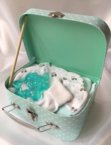 Small Mint Baby Suitcase Gift