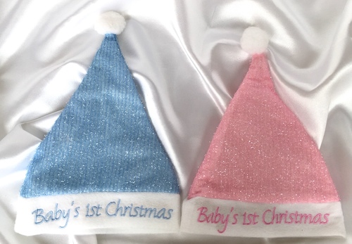 Sparkly Pastel First Christmas Santa Hat