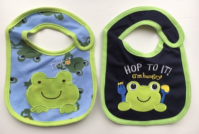 Frog Waterproof Baby Bib (coloured background)