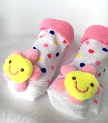 White / pink Flower Novelty Baby Socks