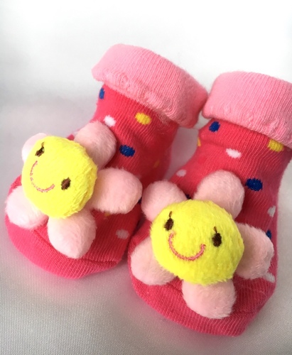 Hot Pink Flower Novelty Baby Socks