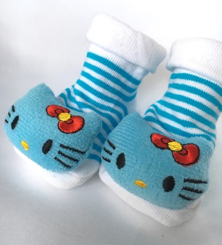 Blue Kitty Cat Novelty Baby Socks