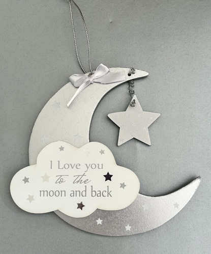 Twinkle Moon & Star Hanging Plaque