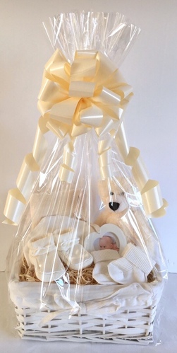 Cream Bear Baby Gift basket