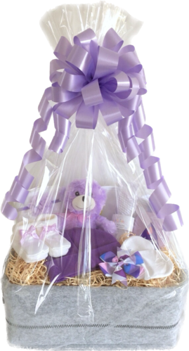 Lilac Baby Girl Felt Gift Basket