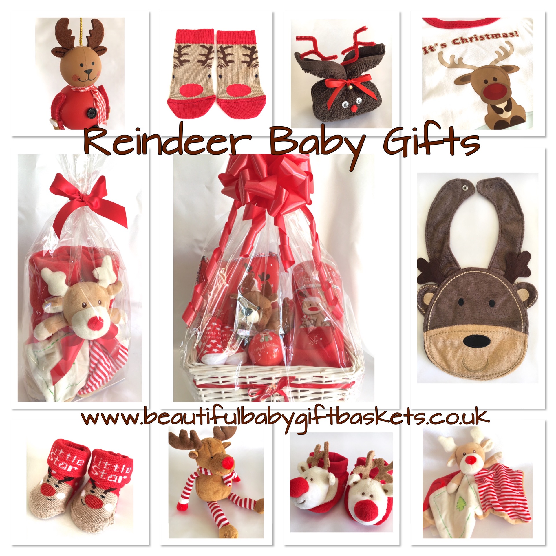 baby reindeer gifts bibs socks hampers