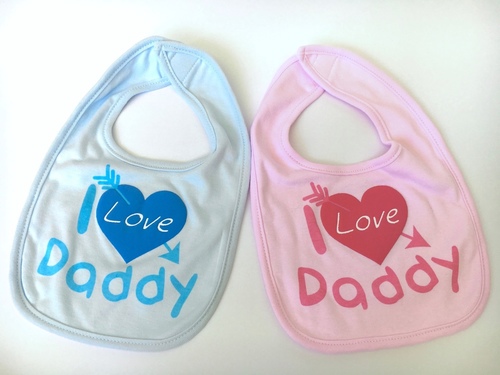 I Love Daddy Baby Bibs - pink / blue