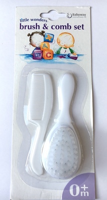 White Baby Hairbrush and Comb Set