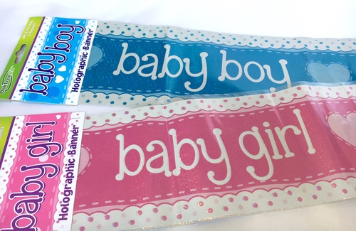 Holographic Foil Baby Girl / Boy Banner