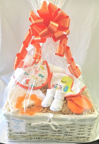 Orange Dinosaur Baby Gift Basket