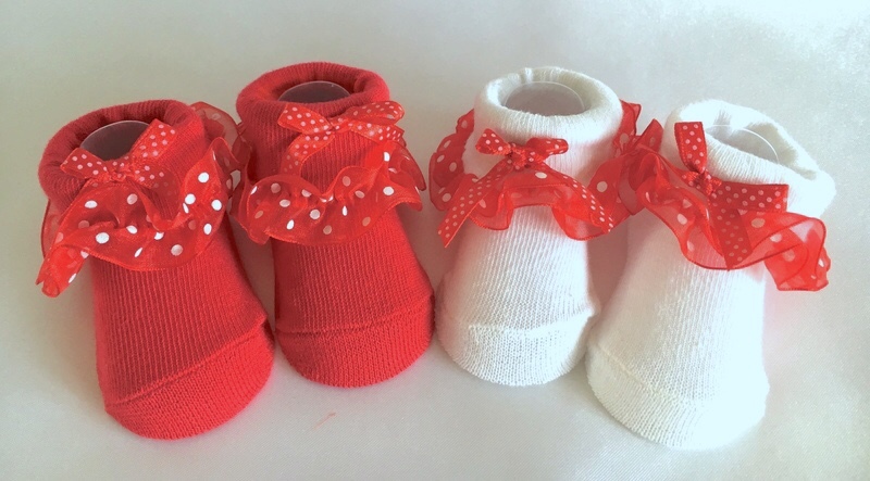 Girls Red Frilly baby Socks