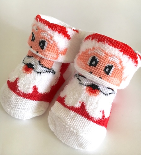 Boxed Santa Baby Socks - face
