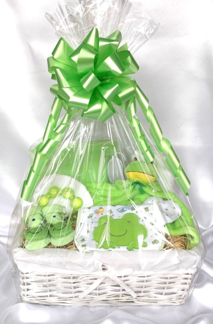 Frog themed baby gift basket hamper