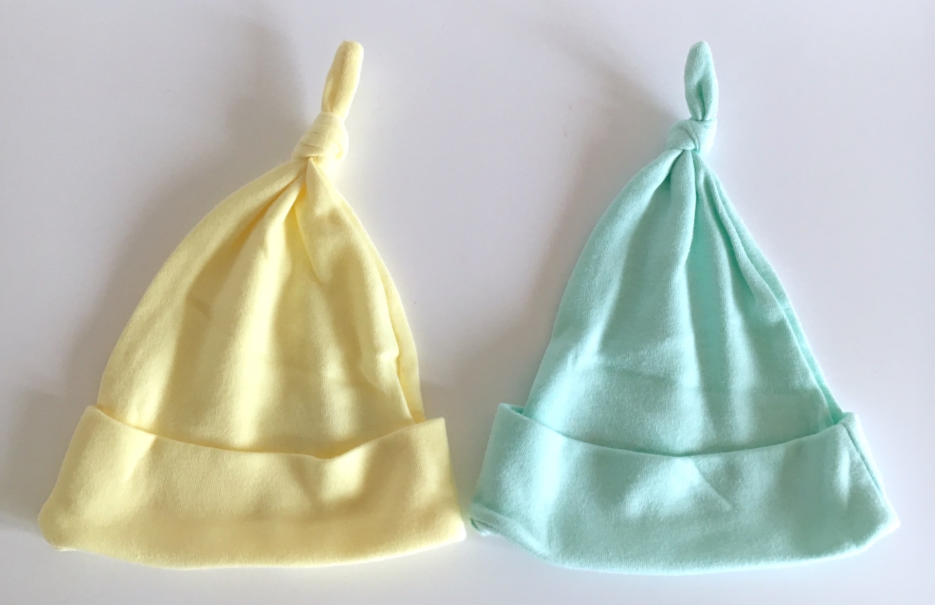 knot baby hats newborn lemon mint