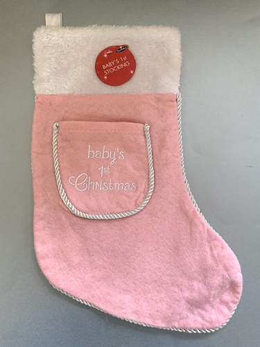 Plain First Christmas Stocking - pink