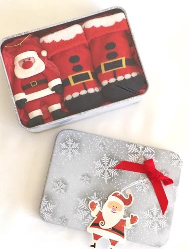 Gift Tin - Santa Decoration & Socks