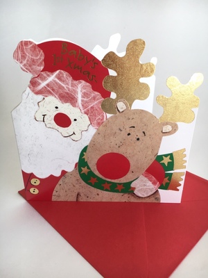 1st Xmas Card - Santa & Reindeer