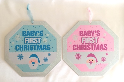 Baby’s First Christmas Hexagonal Plaque - BLUE ONLY