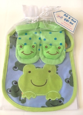 Blue Frog Bib & Sock Gift Set