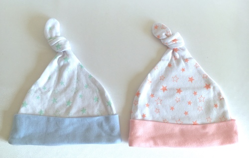 Star Patterned Baby Knot Hat - pink / blue