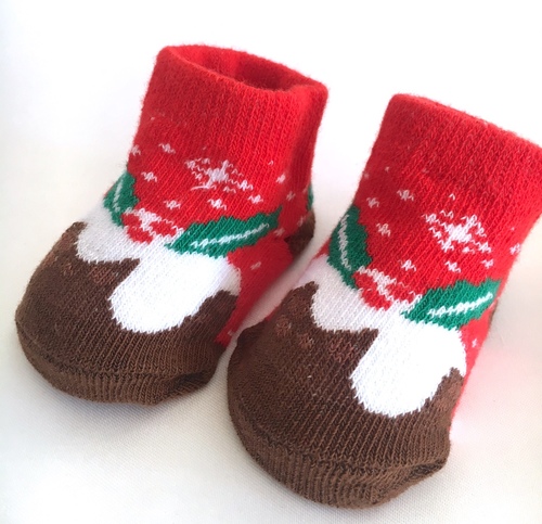 Boxed Christmas Baby Socks - pudding