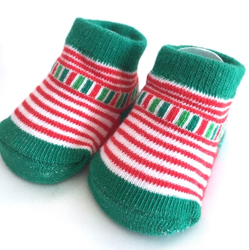 Boxed Christmas Baby Socks - red/green stripe