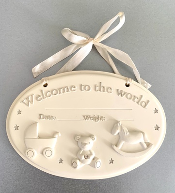 Cream Welcome to the World Plaque