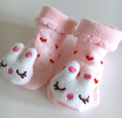 Sleeping Bunny Novelty Baby Socks - pale pink