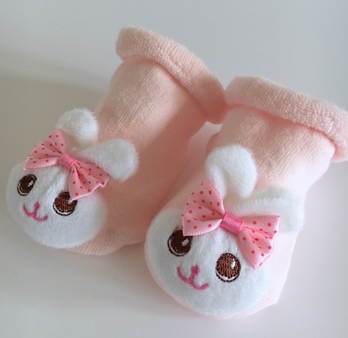 Pink Bow Bunny Rabbit Novelty Baby Socks